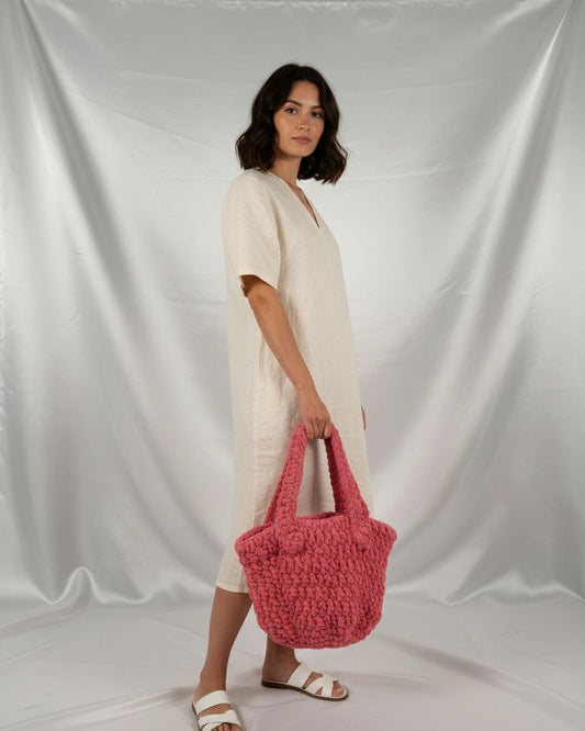 borsa rosa realizzata a mano