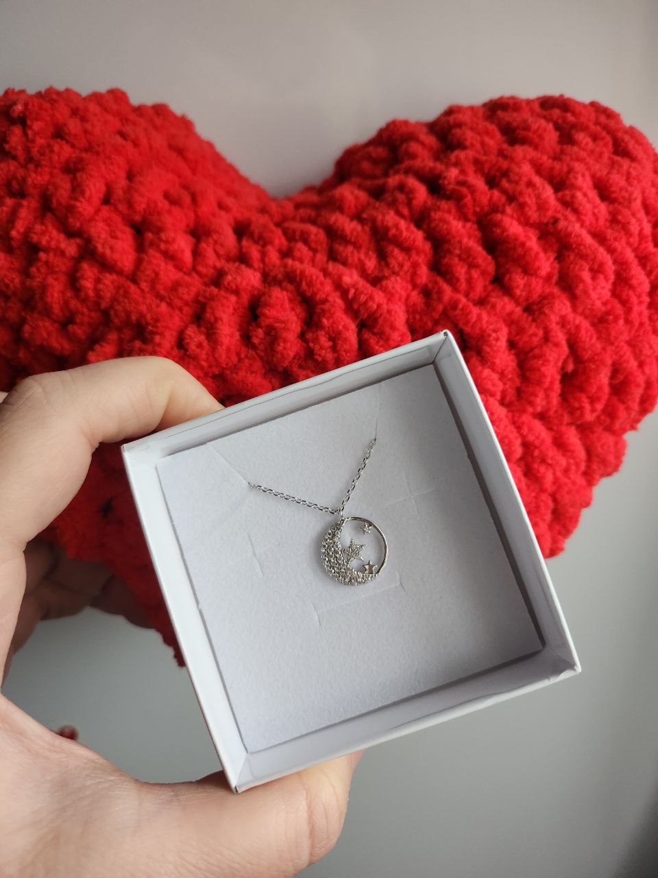 Set con cuore e Collana con luna e stelline - argento 925
