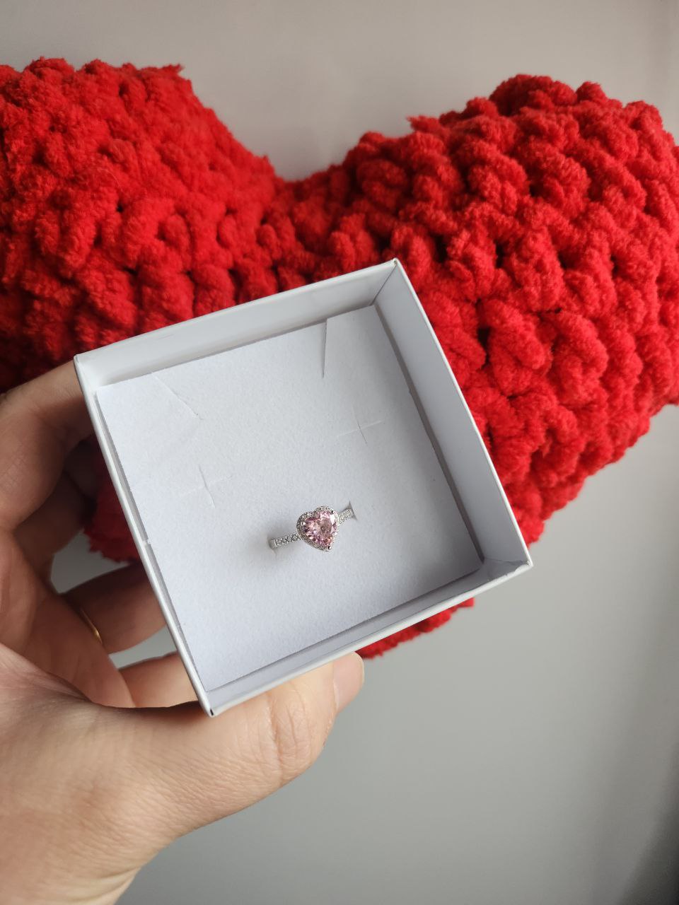 Set cuore con Anello cuore rosa - argento 925
