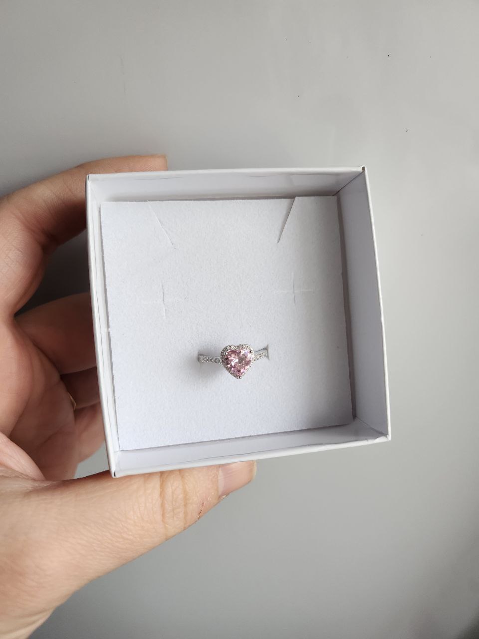 Anello cuore rosa - argento 925