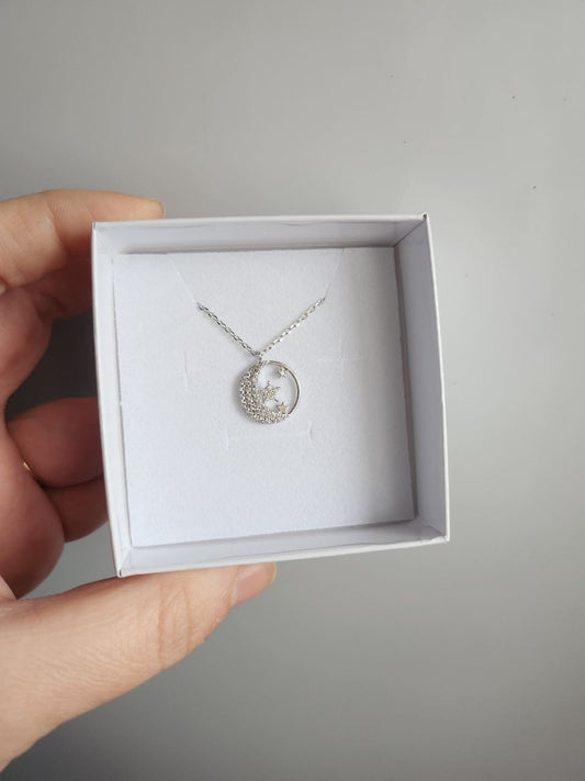 Collana con luna e stelline - argento 925