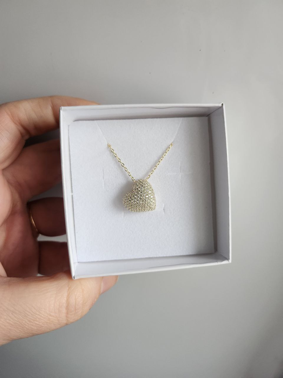 Collana cuore pavè in argento 925 - argento 925 oro