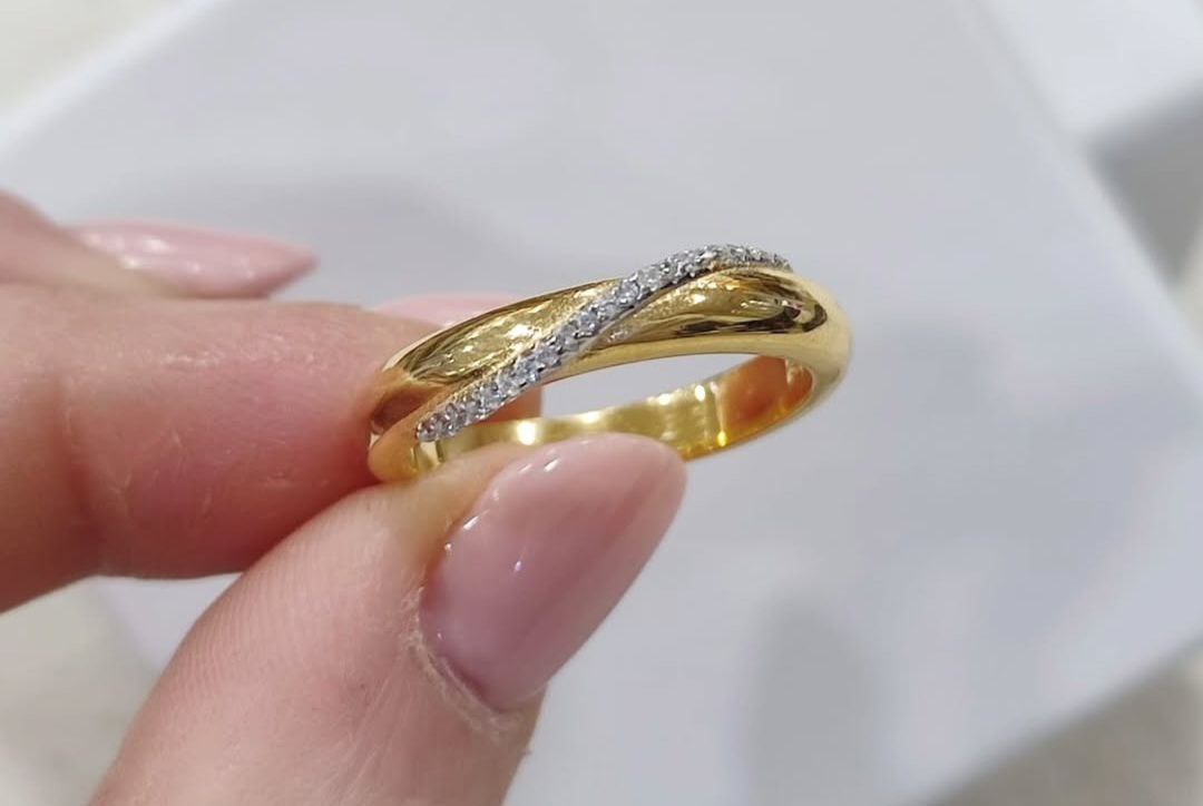 Coppia di fedi  con zirconi - argento 925