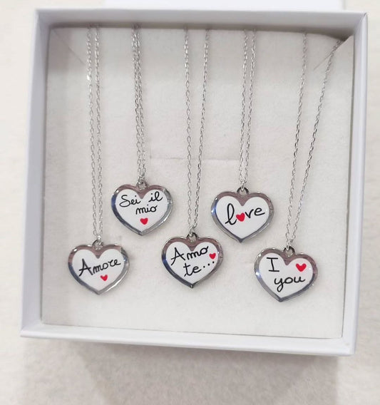 Collana con dedica smaltata - argento 925