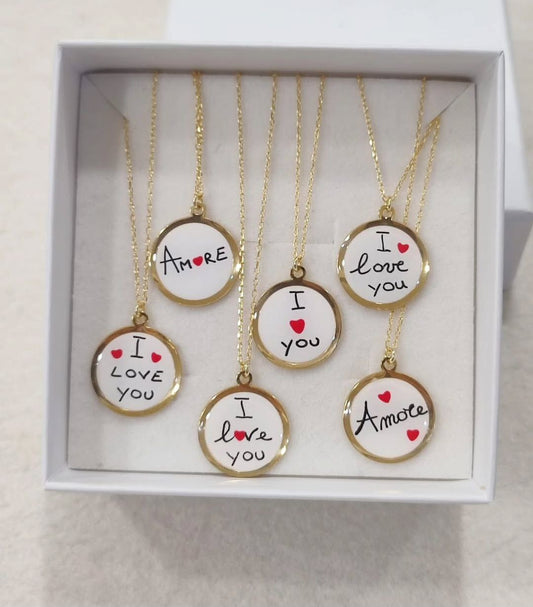 Collana con dedica smaltata - argento 925