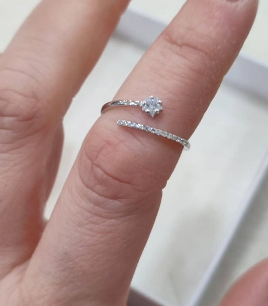 Anello veretta aperta con stellina  - argento 925