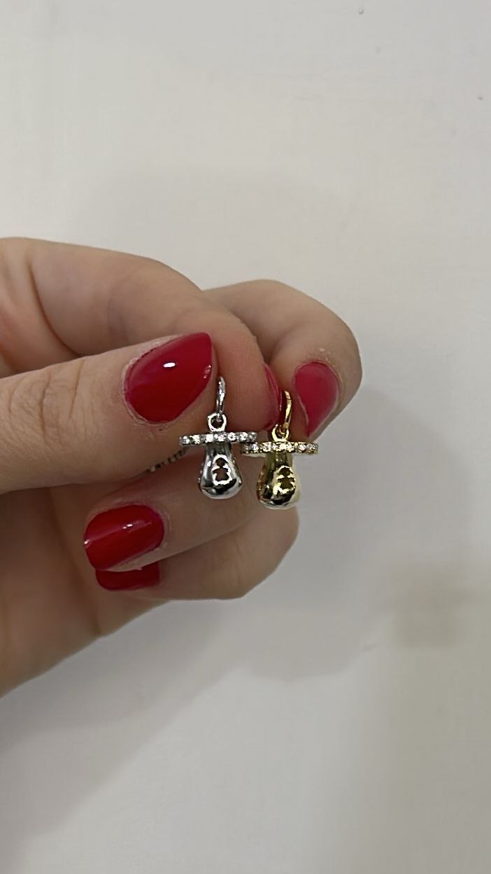 Ciondolo chiama angeli ciuccio con zirconi traforato - argento 925