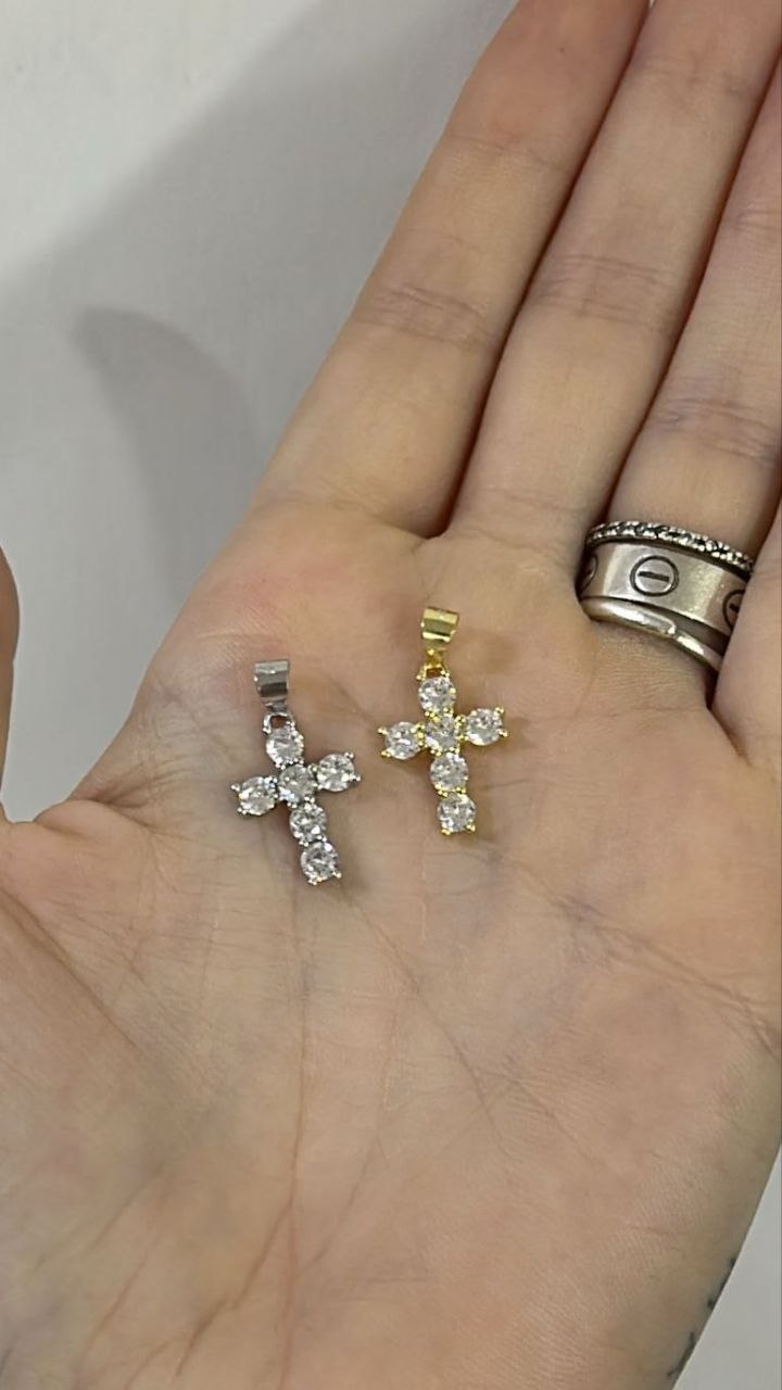 Ciondolo croce zirconata - argento 925