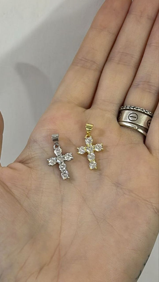 Ciondolo croce zirconata - argento 925