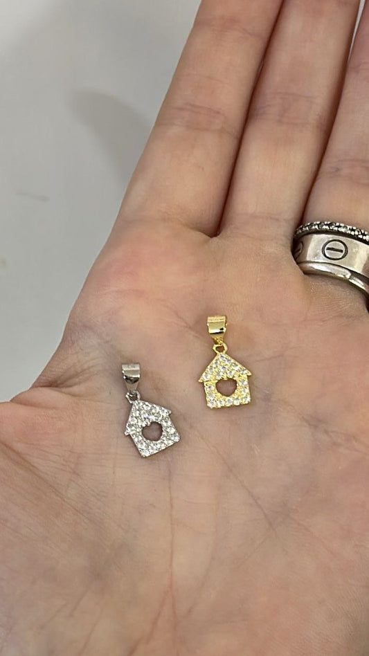 Ciondolo casetta zirconata - argento 925