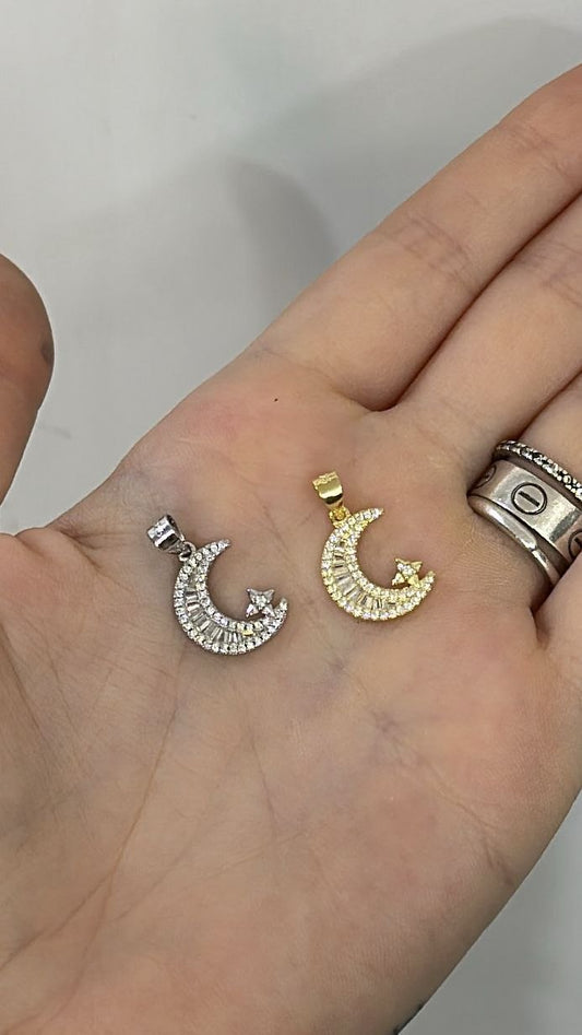 Ciondolo luna zirconata - argento 925