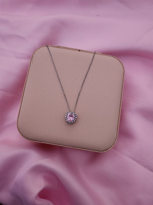 Collana cuore rosa silver